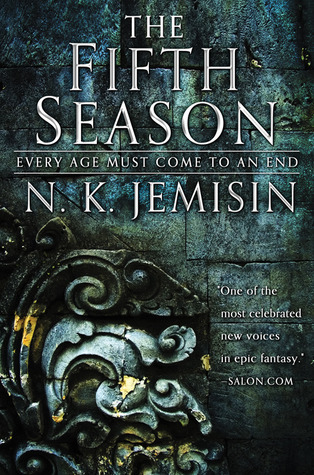 Book cover of The Fifth Season shows a rusted stonework.