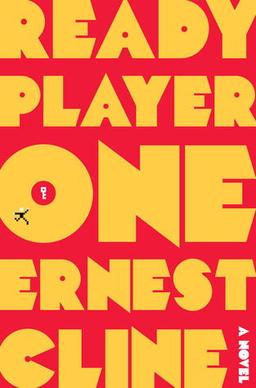 Book cover of Ready Player One is the title written in yellow on a red background.